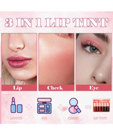 6 Colors Lip Tint Stain Set - Korean Lip Gloss Plumping Liquid Lipstick - Long Lasting & Waterproof Lip and Cheek Tint - High Pigment Vivid Colors - Lip Makeup Set - Buy Online on SooperMarket.com