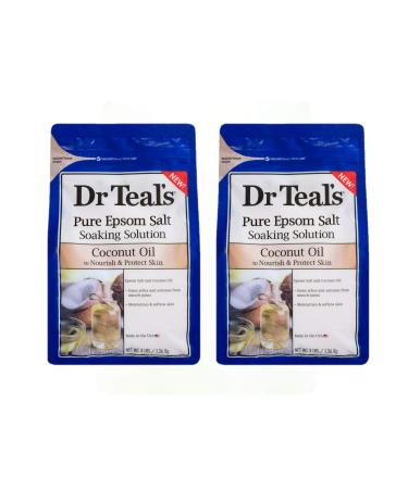 Dr Teals Coconut Oil Soaking Solution Mothers Day Gift Set (2 Pack, 3 lb. ea.) - Essential Oils Nourish & Protect Dry, Damaged Skin - Relieve Stress & Revitalize Tired, Achy Muscles at Home