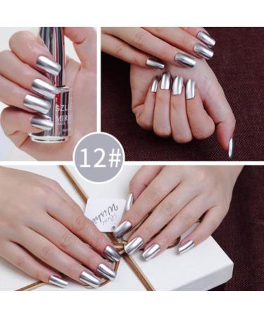 18 ml Metal Nail Polish Mirror Effect - Mirror Nail Polish Chrome Nail Polish - Mirror Effect High Gloss Gel Manicure Nail Polish - Durable Not Removable (Champagne Silver 12) - Buy Online on SooperMarket.com