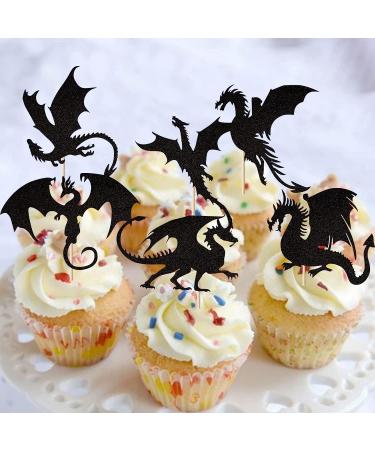 24 Pieces Kite Tortendeco Glitter Fantasy Birthday Cake Topper - Flying Dragon Theme Accessories for Baby Shower & Children's Birthday Parties - Buy Online on SooperMarket.com