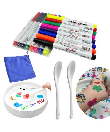 IRWPITW Magical Water Painting Pens for Kids, 8 Colors Magic Drawing Pen Bundle, Kiddies Create Magic Pen Floating Ink Drawings Set with Spoon and Towel, Tattoo Water Marker Gifts for Boys and Girls 8 colors+2 spoons+towel Set of 1