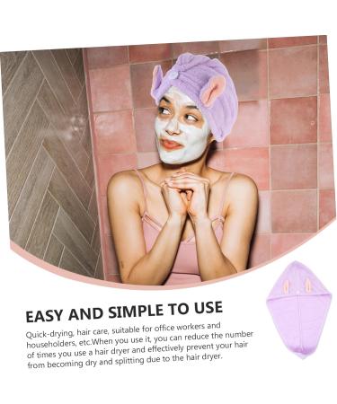 MAGICLULU 3pcs Bunny Ears Dry Hair Hat Coral Fleece Hair Mask Absorb Water Violet - Buy Online on SooperMarket.com