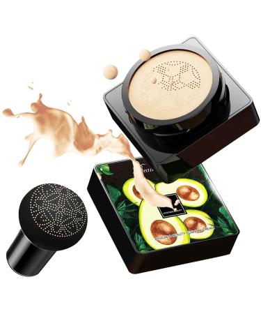 EHIOG Mushroom Head BB Cream CC Cream Air Cushion Face Foundation Cover Concealer Nude Makeup Moisturizing Brightening Avocado Mushroom Head Light Oil Control Even Skin Tone- White