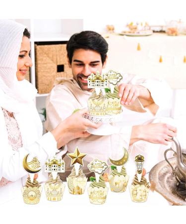 Lets Joy Pack of 12 Eid Mubarak Toppers 12 Pieces Ramadan Cake Decoration Wrappers Ramadan Kareem Topper Cupcake Glitter Muslim Islam Cupcake Eid Mubarak Cake Party Decoration - Buy Online on SooperMarket.com