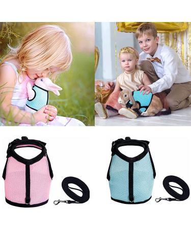 Adjustable Rabbit Dishes & Leash Set for Small Animals 2 Pieces in Blue & Pink | Perfect for Rabbits Hares Hamsters & Cats | Outdoor Use - Buy Online on SooperMarket.com