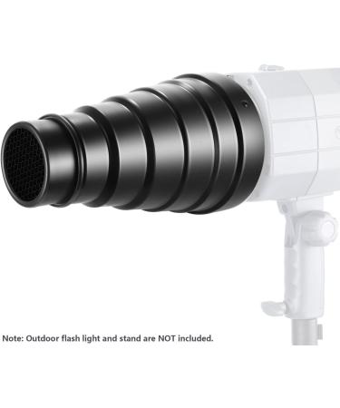 Neewer Medium Aluminum Alloy Conical Snoot Kit with Honeycomb Grid and Color Gel Filters for Bowens Mount Studio Strobe - Photography Flash Light Accessories - Buy Online on SooperMarket.com