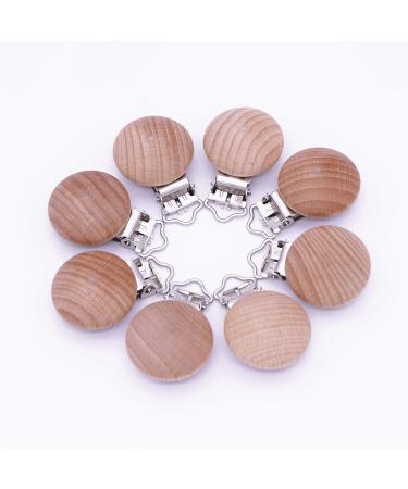 Sutoyuen 10Pcs 30mm (1.18) Natural Wood Pacifier Holder Round Beech Metal Teether Wooden Teething Beads Suspender Clips DIY Pacifier Accessories - Buy Online on SooperMarket.com