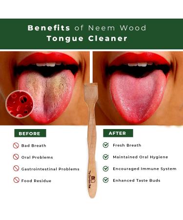Neem Wood Tongue Cleaner | Organic Handmade Tongue Scraper Stick for Oral Care | Pack of 2 - Buy Online on SooperMarket.com