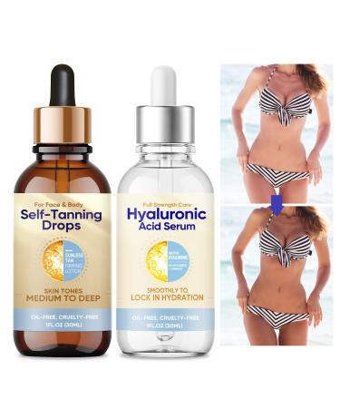 Self Tanner Drops for Face Tanner  Self Tanning Drops for Your Face & Body  Sunless Bronzing Drops for Face Tan  Mix with Moisturizer  Long-Lasting & Friendly  30ml*2