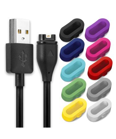 Subtel 1m replacement USB cable + 10x dust protection cap colorful with Garmin Fenix 7 6 6 Pro 6x Pro Vivoactive 4 4S 3 Smartwatch charging cable USB A 2.0 data cable 1a Sportwatch Fitness Uhr