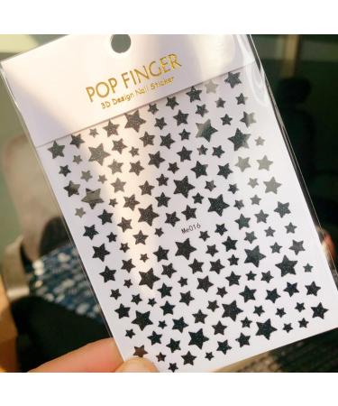 Glittered Star Nail Transfer Sticker Sheet Long Last Nail Art Decals Pack DIY Nail Transfer Tips for Female Black 1size - Buy Online on SooperMarket.com