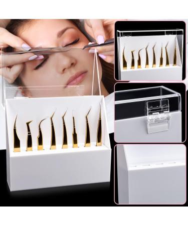 Noverlife 8-Slot Eyelash Tweezer Holder | Acrylic Lash Tweezer Storage Case with Dust-proof Cover | Organizer Stand for Salon & Home - Buy Online on SooperMarket.com