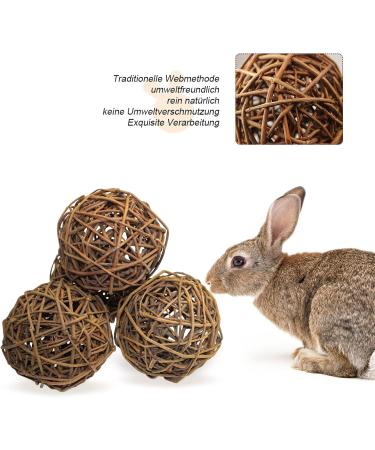 Nature Willow Ball Toys for Small Animals - 4-Piece Set for Guinea Pigs Rabbits Chinches & Birds - Ideal Pet Accessories (10cm) - Buy Online on SooperMarket.com