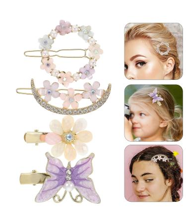 KALLORY Women's Acrylic Flower Hair Clips - 4pcs Rhinestone Bobby Pins for Girls & Women - Buy Online on SooperMarket.com