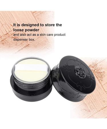 Vintage Rose Makeup Container - Empty Loose Powder Dispenser & Cosmetic Case with Puff (Black) | International Shipping Available - Buy Online on SooperMarket.com