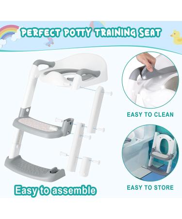Potty Training Seat with Step Stool Ladder for Kids | Toddler Toilet Chair for Boys | Grey - Buy Online on SooperMarket.com