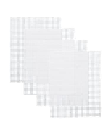 Caydo 4 Pieces 7 Count Plastic Mesh Canvas Sheets for Embroidery Acrylic Yarn Crafting Knit Crochet Projects and Make Aquarium Dividers (10.5 X 13.5 Inch) White