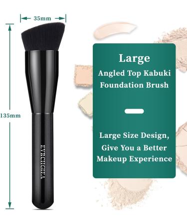 Foundation Brush Flat Top Kabuki Foundation Brush for Liquid Makeup Cream Powder Travel Size Face Foundation Blending Makeup Brushes (large) L black - Buy Online on SooperMarket.com