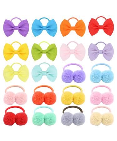20 Pieces Colored Elastic Hair Rope Hair Band with Bow Elastic Ponytail Band Cute Hair Styling Accessories Suitable for Playing and Shopping