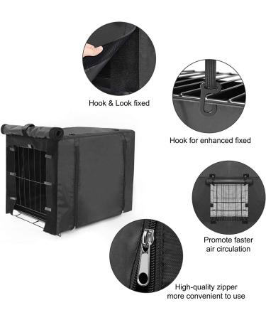 Durable Double Door Dog Crate Cover for Large Pets | Universal Fit for 24-48 inch Wire Crate | Black | 48L x 30W x 33H - Buy Online on SooperMarket.com