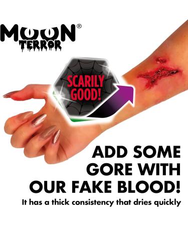 Moon Terror Fake Blood 10ml with Applicator | SFX Makeup for Halloween Vampire Zombie Theatre | Special Effects Red - Buy Online on SooperMarket.com