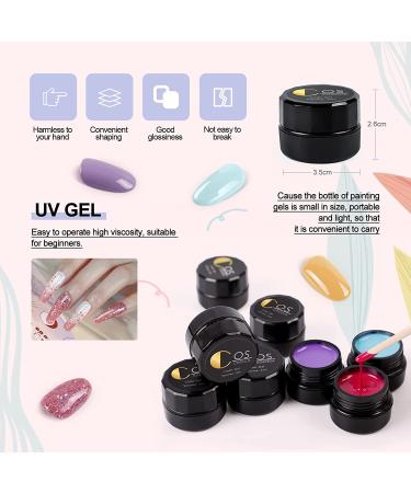 Poly Nail Gel Kit with 36W UV LED Lamp - 6 Nude Colors & 6 Glitter UV Gels, Base and Top Coat, Nail Art Gift Set for Women - Buy Online on SooperMarket.com