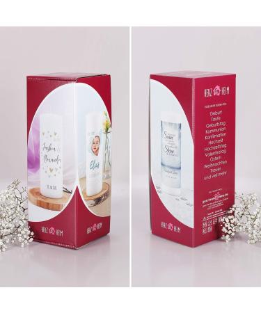 Buy Striefchen Personalized Christening Candle for Girls Flower Wreath & Butterfly Design | Custom Name Baptism Date & Saying 8x25 cm - Buy Online on SooperMarket.com