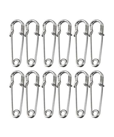Large Safety Pins Large Safety Pins Heavy Duty Safety Pins for Clothes Blanket Safety Pins 12 Pack Pins Assorted for Clothes Leather Crafts Canvas Blankets Shawls Kilts (75mm 3'' Silver) 75mm 3'' Silver