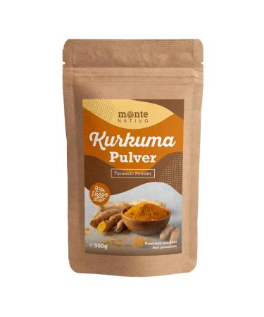 Turmeric powder (500 g) by Monte Nativo ground |Dietary supplement |Turmeric for golden milk |Curcuma from India |Ayurveda turmeric 500 g (1 Pack)