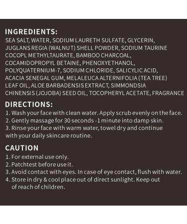 Men's Face Scrub Bamboo Charcoal Salicylic Acid Face Exfoliant Facial Peeling Improves Blackheads Acne Clogged Pores Cleansing Oil Control Pre-shave Care for Men with Facial Cleansing Brush - Buy Online on SooperMarket.com