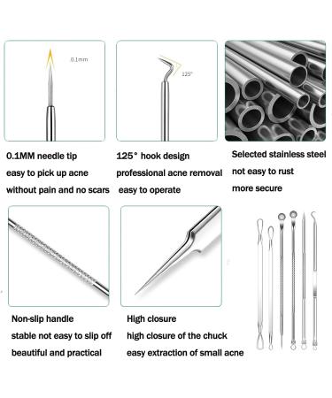 Pimple Popper Tool Kit - 15PCS Blackhead Remover & Extraction Tools for Estheticians - Buy Online on SooperMarket.com