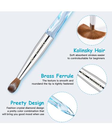 100% Pure Kolinsky Hair Size 8 Oval Acrylic Nail Brush Set - Professional Manicure Tool for DIY Home Salon - Crystal Blue - Buy Online on SooperMarket.com