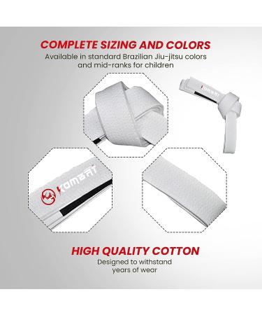 KOMBAT Jiu Jitsu BJJ Premium Belts | Pro Grade with Sleeve Bar & Ranking Stripes | Durable A5 White | IBJJF Competition Approved - Buy Online on SooperMarket.com