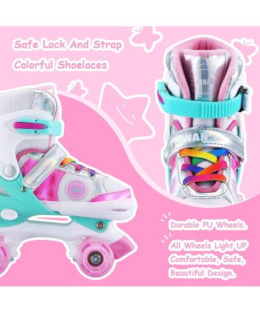 Adjustable Kids Roller Skates with Light Up Wheels - Colorful Pink Small (12J-2) - Buy Online on SooperMarket.com