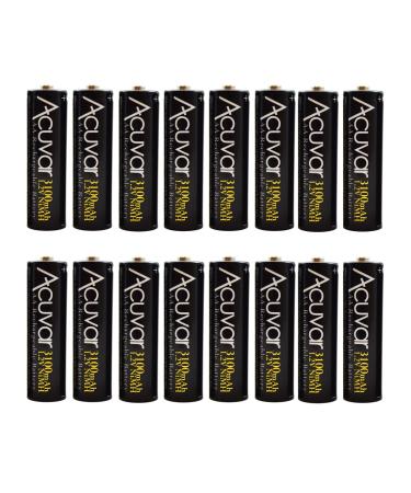 (16) Acuvar High Capacity AA Rechargeable Batteries 3100mAh NiMH Precharged