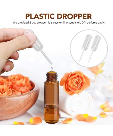 LotFancy 6pc 10ml Amber Glass Roller Bottles with Stainless Steel Roller Balls & Droppers - Buy Online on SooperMarket.com