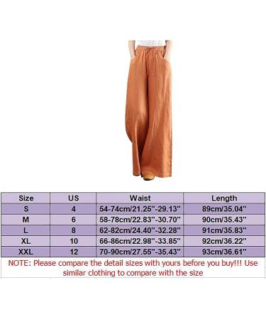 Kaniem Summer High Waist Cotton Linen Wide Leg Pants 2023 | Casual Flowy Elastic Waist Palazzo Pants | Loose Fit Orange - X-Large - Buy Online on SooperMarket.com
