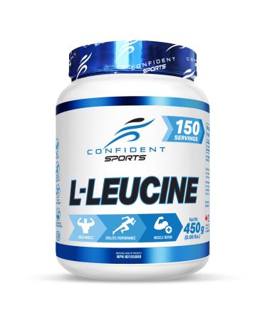 Confident Sports Leucine Supplement - 100% Ultra-Pure L-LEUCINE Supplements for Muscle Growth - Essential Amino Acids Supplement for Post-Workout Recovery - 450 Gram - 150 Servings -150 Day Supply