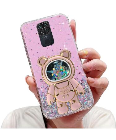 Tivenfezk nadoli for Xiaomi Redmi Note 9 Treibsand B r Astronaut Hidden Stand Shell caricature glitter astronaut stand soft silicone bling cell phone case transparent protective cover xiaomi redmi note 9 pink