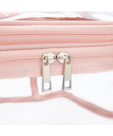 HAOGUAGUA Double Layer Clear Cosmetic Bag | Waterproof Travel Toiletry Bag | Transparent PVC Hair & Nail Accessories Pouch | Pink Beach Bag Organizer - Buy Online on SooperMarket.com