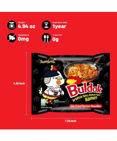 Samyang Buldak Ramen Korean Hot Spicy Chicken Stir-Fried Ramyun Noodles 140g Vmart (Pack of 10) - Buy Online on SooperMarket.com