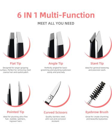 6 Pack DOMAXCAI Tweezers Set with Case - Professional Precision Tweezer for Eyebrow, Facial Hair, Splinter, and Ingrown Hair Removal - Buy Online on SooperMarket.com