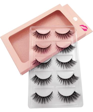 Desikixudy 3D Faux Lashes Handmade Luxurious Volume Fluffy Natural False Eyelashes 5 Pairs with Tweezers 05 - Buy Online on SooperMarket.com