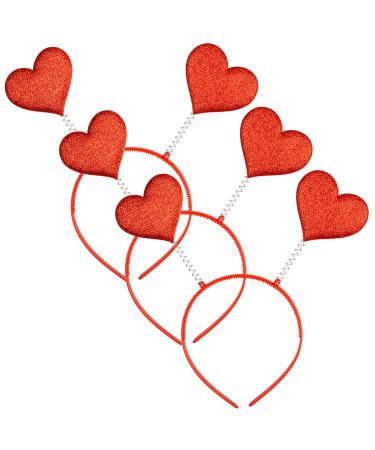 Lezevn Valentine's Day Heart Headband Red Love Glitter Headband Valentines Day Hair Hoops Heart Hair Accessories for Women (3)