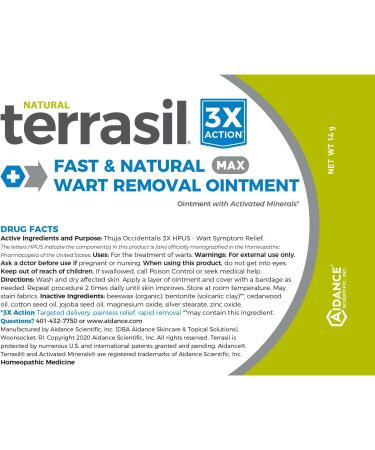 Wart Remover MAX by Terrasil - Safe & Natural Treatment for Plantar, Genital, and Facial Warts - 14gm Tube - Buy Online on SooperMarket.com