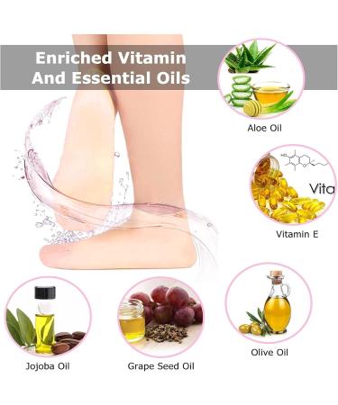 Moisturizing Silicone Socks for Women - 2 Pairs of Anti-Slip Pedicure Socks for Dry Cracked Feet - Soft & Hydrating Skin Color - Buy Online on SooperMarket.com