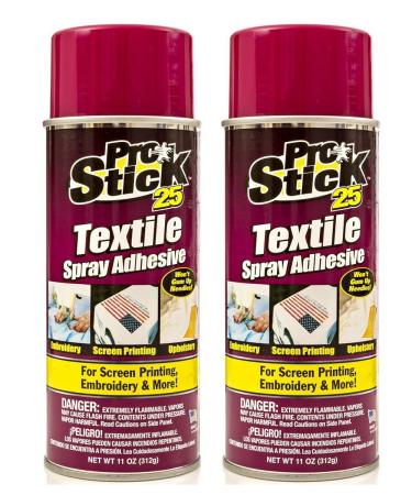 2 Pack Spray on Adhesive Large 11.0 -Ounce. for Embroidery Quilt Basting Mounting Stencil Screen Printing. Easy to Bond & Tack Spray Removable Restickable Glue for Fabric Textile & More