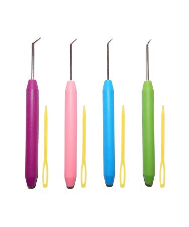 4 Pieces Colorful Knitting Loom Hook Tool, Knit Hook Set, Looming Hooks, Crochet Hooks, Sewing Needles Knitting Needles for Knitting Looms Knitting Boards