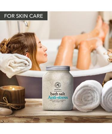 De-Stress Bath Salt 46 Oz - 100% Natural with Rosemary & Juniper Oils - Promotes Relaxation and Stress Relief for Better Sleep - Aromatherapy for Calming Body Care and Beauty - Buy Online on SooperMarket.com
