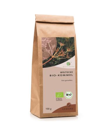 World corner of organic caraway grinding 100 g |Ideal for cooking & baking bread |Finely ground organic caraway seeds freshly filled in Germany |Gentle-spicy organic spice |Vegan & without additives organic caraway 100 g (1 Pack)